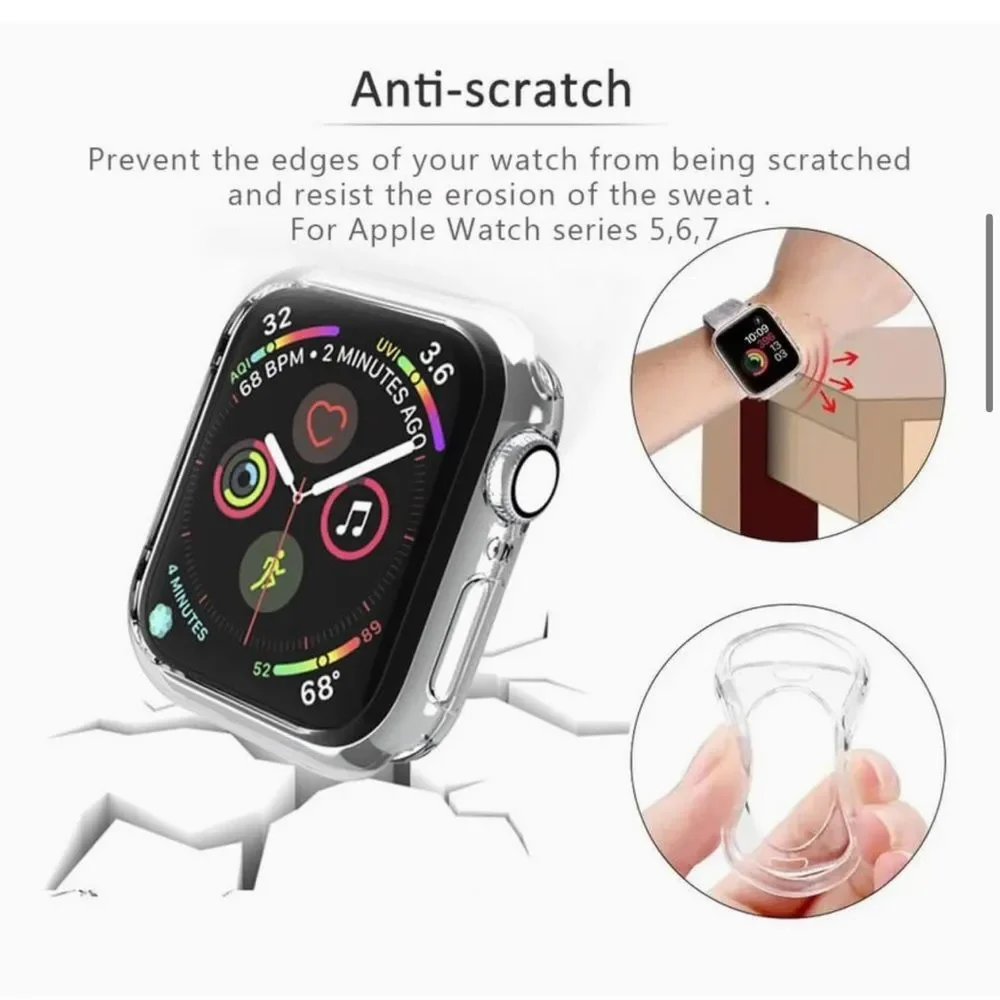 Apple Watch Case Transparent Clear Cover Watch 6 Pk 5 6 7 Series 45mm 6 OrB3